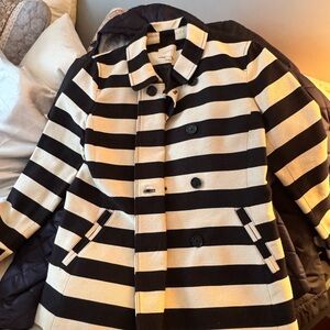 LOFT Black and Cream Striped Jacket